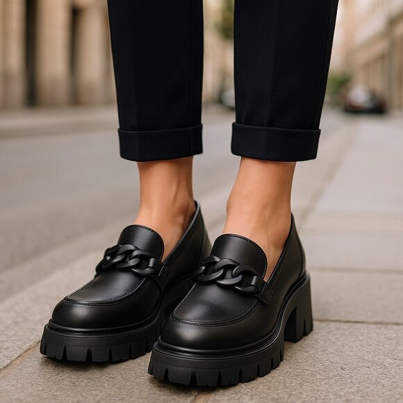 Steve Madden Shoes - STEVE MADDEN Hastings Platform Loafers 7.5 Chunky Lugsole Y2K Punk Goth Vegan